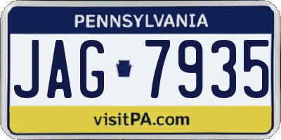 PA license plate JAG7935
