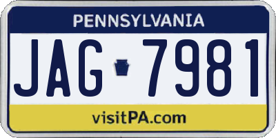 PA license plate JAG7981