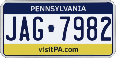 PA license plate JAG7982