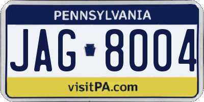PA license plate JAG8004