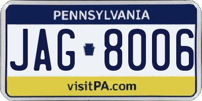 PA license plate JAG8006