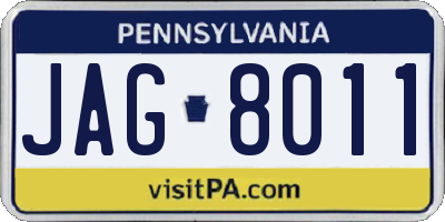 PA license plate JAG8011