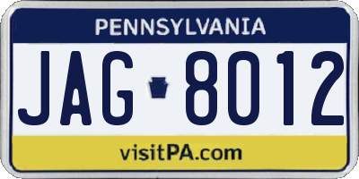 PA license plate JAG8012