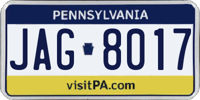 PA license plate JAG8017