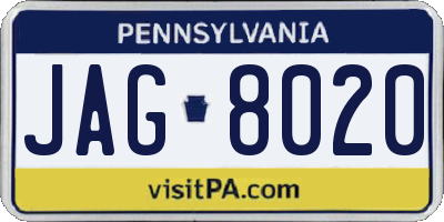 PA license plate JAG8020