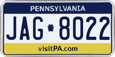 PA license plate JAG8022