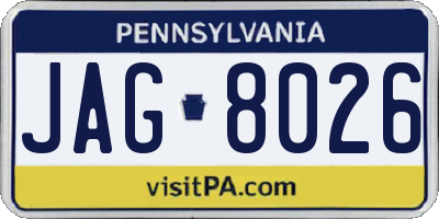 PA license plate JAG8026