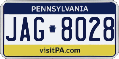 PA license plate JAG8028