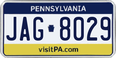 PA license plate JAG8029