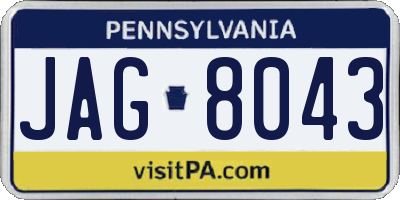 PA license plate JAG8043