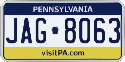 PA license plate JAG8063