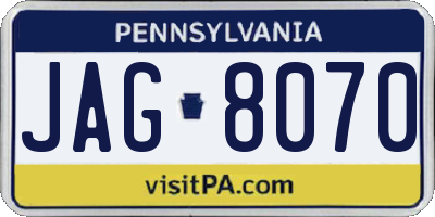PA license plate JAG8070