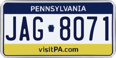 PA license plate JAG8071