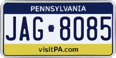 PA license plate JAG8085