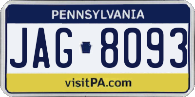 PA license plate JAG8093