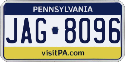 PA license plate JAG8096