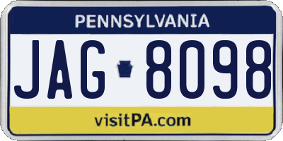 PA license plate JAG8098