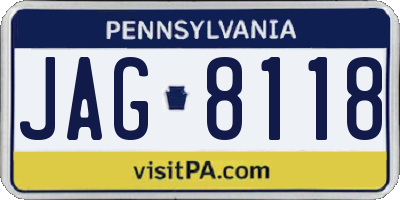 PA license plate JAG8118