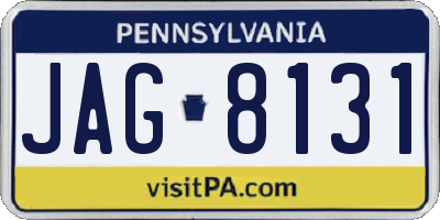 PA license plate JAG8131