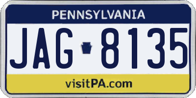 PA license plate JAG8135