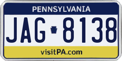 PA license plate JAG8138