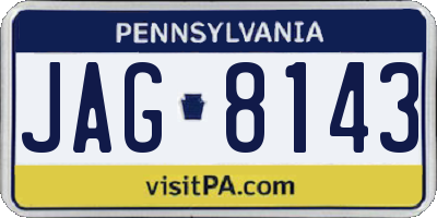 PA license plate JAG8143