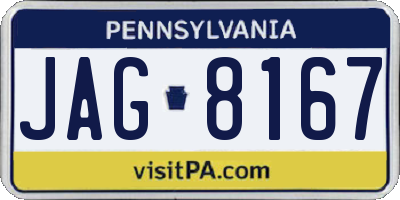 PA license plate JAG8167