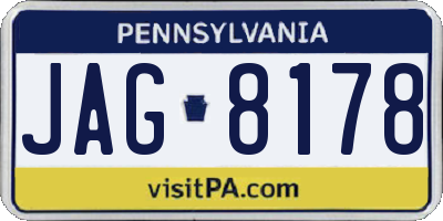 PA license plate JAG8178