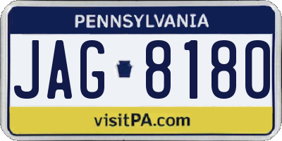 PA license plate JAG8180