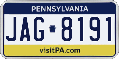 PA license plate JAG8191
