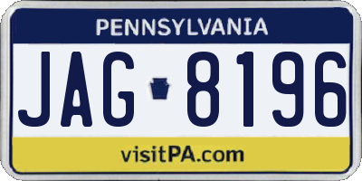 PA license plate JAG8196