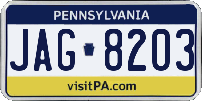 PA license plate JAG8203