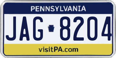 PA license plate JAG8204