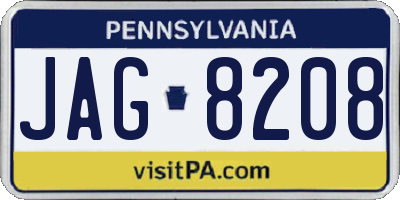 PA license plate JAG8208