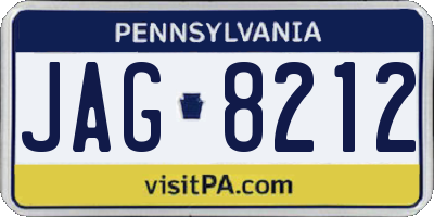 PA license plate JAG8212