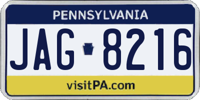 PA license plate JAG8216