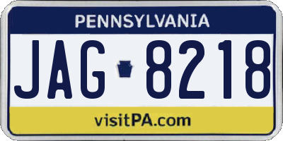 PA license plate JAG8218