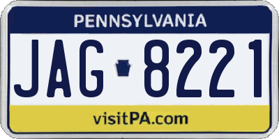 PA license plate JAG8221