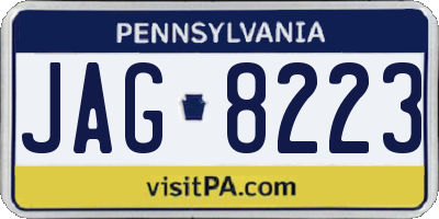 PA license plate JAG8223