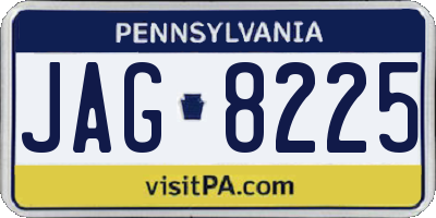 PA license plate JAG8225