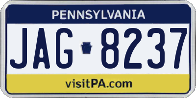 PA license plate JAG8237
