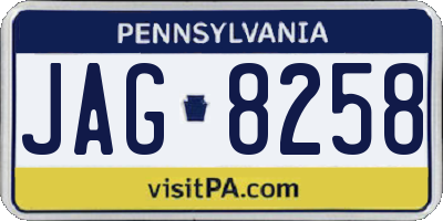 PA license plate JAG8258