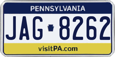 PA license plate JAG8262