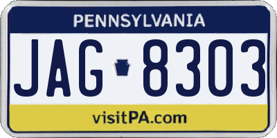 PA license plate JAG8303