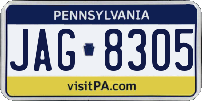 PA license plate JAG8305