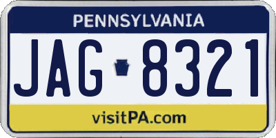 PA license plate JAG8321
