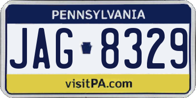 PA license plate JAG8329