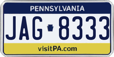 PA license plate JAG8333