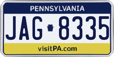 PA license plate JAG8335