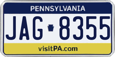 PA license plate JAG8355